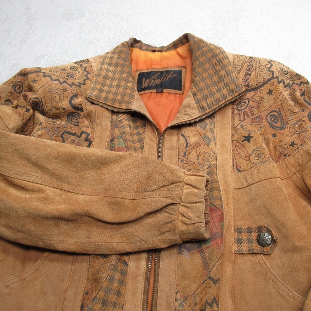 Winlit Genuine Leather Jacket Women Medium Brown Western NEEDS ZIPPER REPAIR VTG - Picture 7 of 16